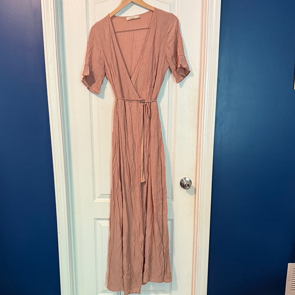 Chic Blush Wrap Maxi Dress